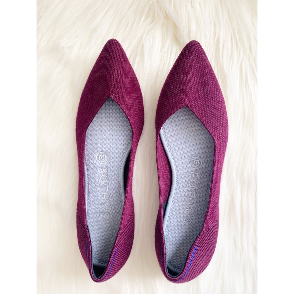 Rothy’s The Point Aubergine Merino Knit Flats Purple Rare Retired